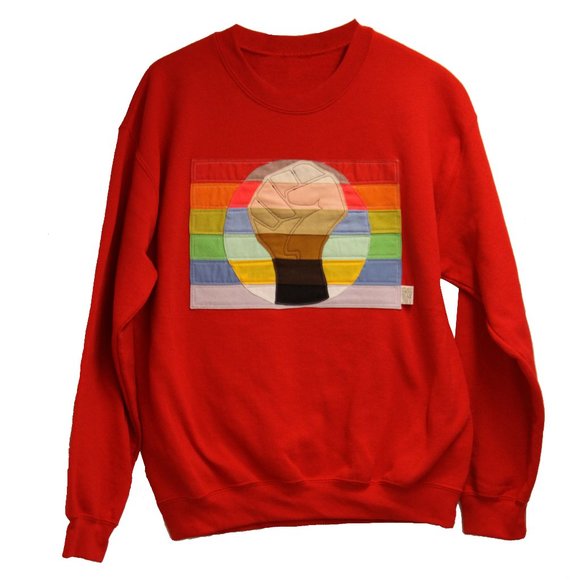 Vintage Tops - UNIQUE MODERN QUILTED SWEATSHIRT! Solidarity-Red